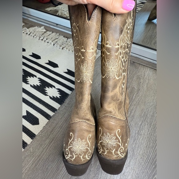 Laredo Women’s Jasmine Cowboy Boots Leather Taupe Size 6 - Picture 6 of 11